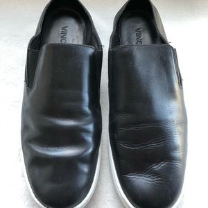 Vince Black Leather Slip-Ons